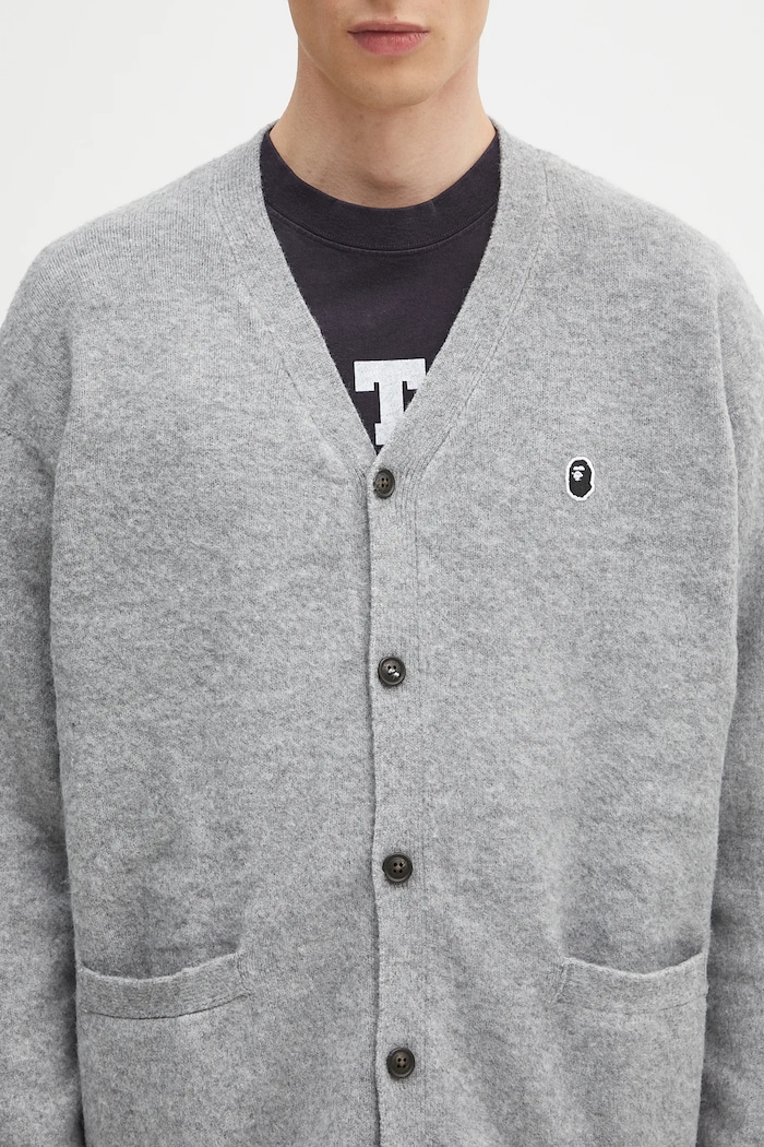 Παιδική ζακέτα από λινό ύφασμα A Bathing Ape One point γκρί 1K80120004