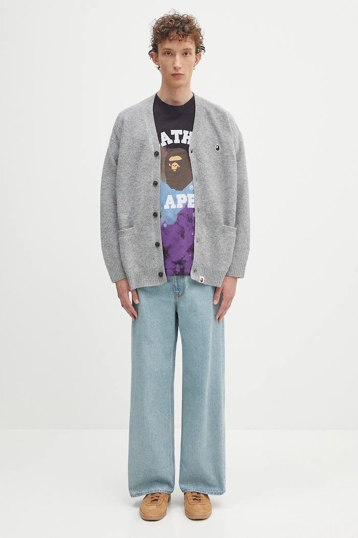 Παιδική ζακέτα από λινό ύφασμα A Bathing Ape One point 1K80120004 γκρί