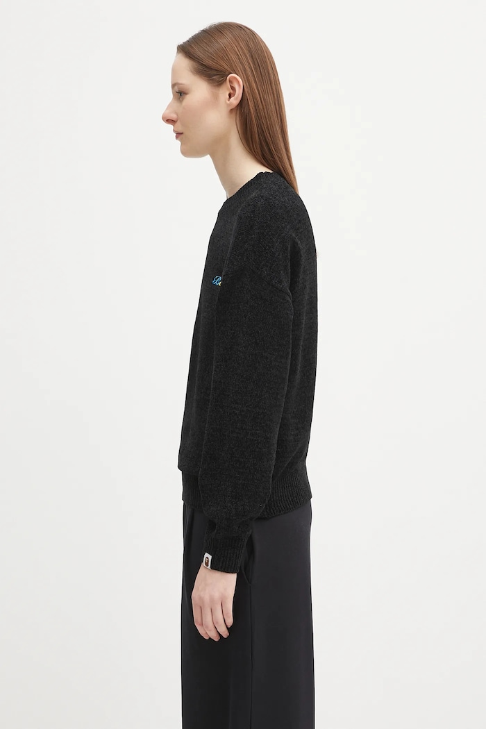 A Bathing Ape sweter BAPE chenille czarny 1K80220003