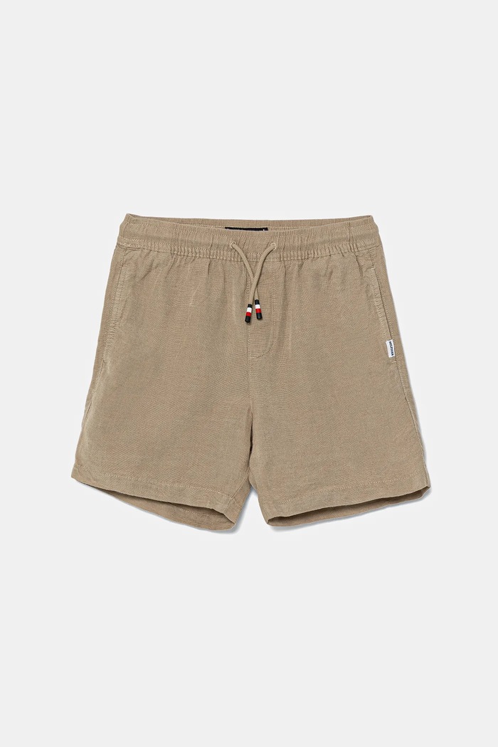Tommy Hilfiger szorty lniane dziecięce casual beżowy KB0KB09643.PPYA