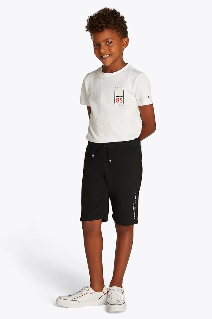 Παιδικό βαμβακερό σορτς Tommy Hilfiger βαμβάκι μαύρο KB0KB09667.98.122.PPYA