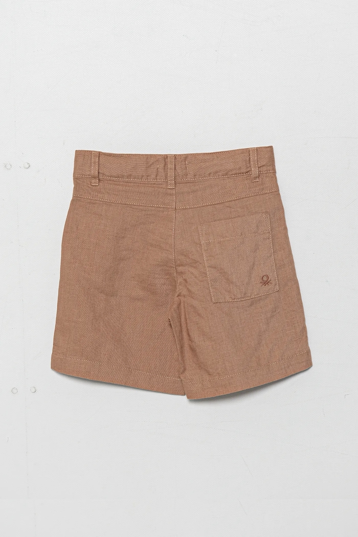 Dječje lanene kratke hlače United Colors of Benetton 43WBG901G.P.Seasonal smeđa SS25