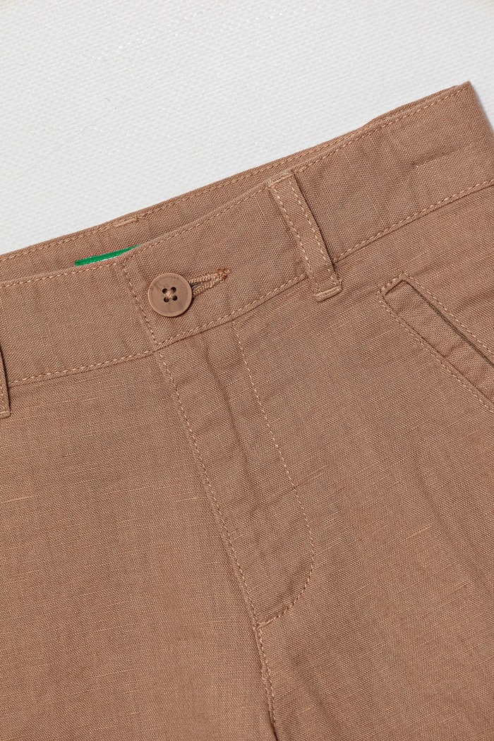 Dječaci Dječje lanene kratke hlače United Colors of Benetton 43WBG901G.P.Seasonal smeđa
