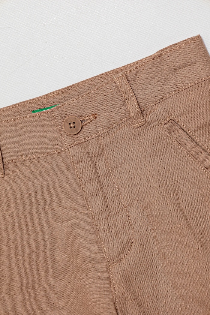 Dječaci Dječje lanene kratke hlače United Colors of Benetton 43WBG901G.P.Seasonal smeđa