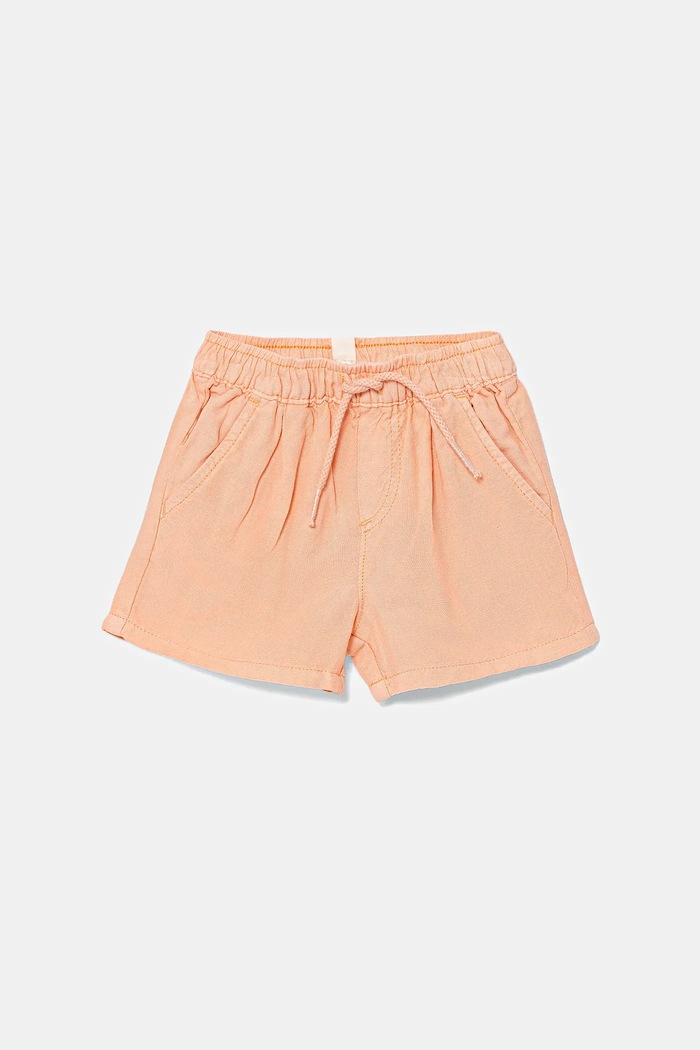 Бебешки къс панталон с лен United Colors of Benetton с лен оранжев 41DAA9012.W.Seasonal