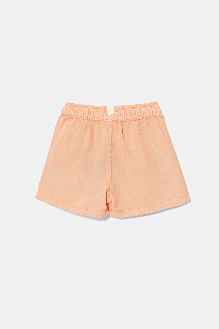 Бебешки къс панталон с лен United Colors of Benetton 41DAA9012.W.Seasonal оранжев SS25
