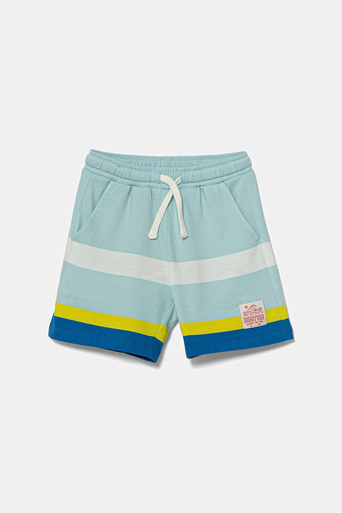 United Colors of Benetton szorty bawełniane dziecięce wzorzyste niebieski 3FZMG901U.P.Seasonal