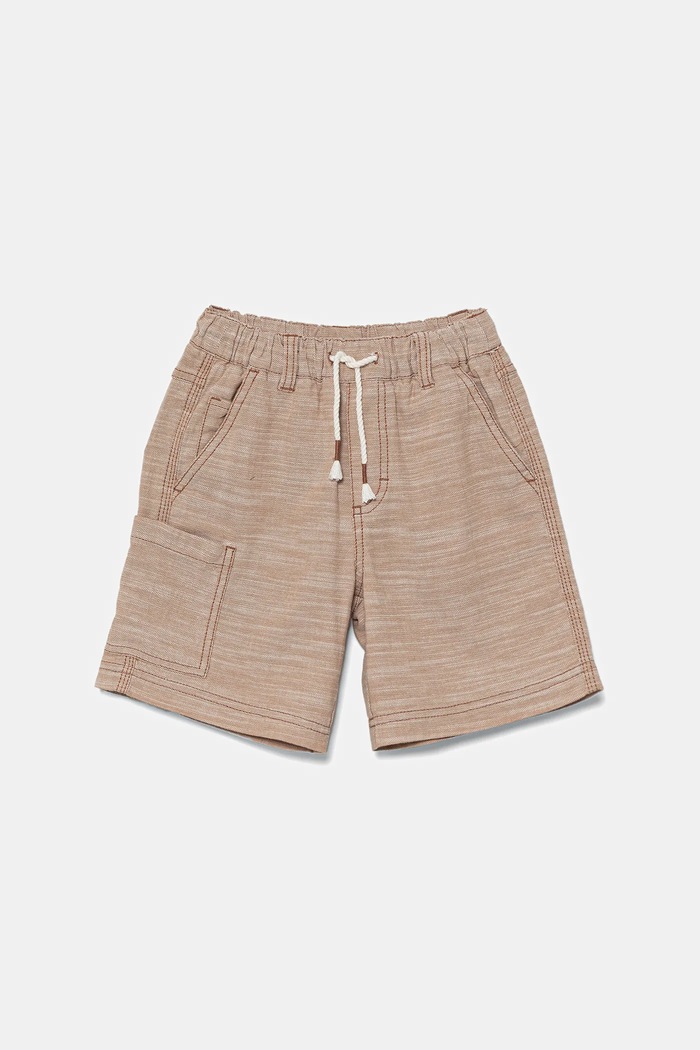 Детски памучен къс панталон United Colors of Benetton меланж кафяв 4ZZSC9044.G.Seasonal