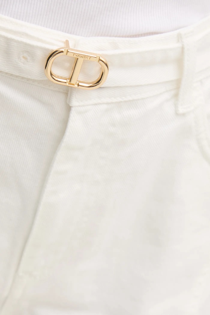 Twinset szorty jeansowe beżowy 251TP2593