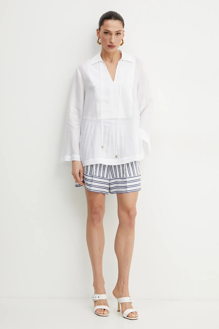 Marella pantaloni scurți din amestec de in ACUME 2513141034 alb SS25