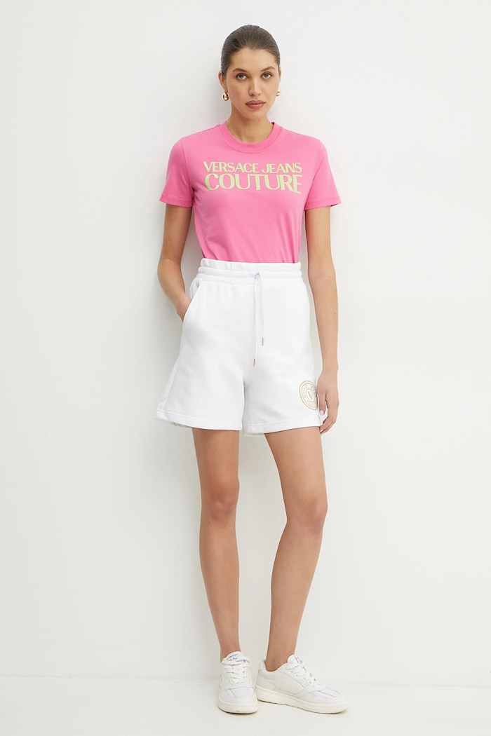 Versace Jeans Couture szorty bawełniane 78HADT00.CF01T biały SS25
