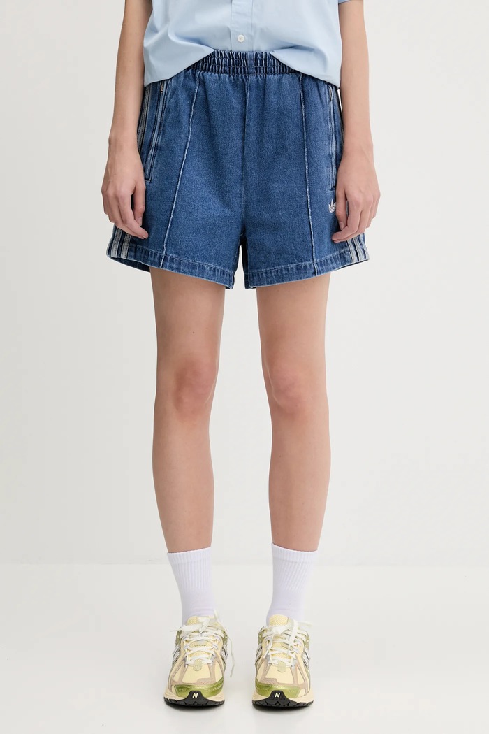 adidas Originals denim shorts Firebird cotton blue JD2562