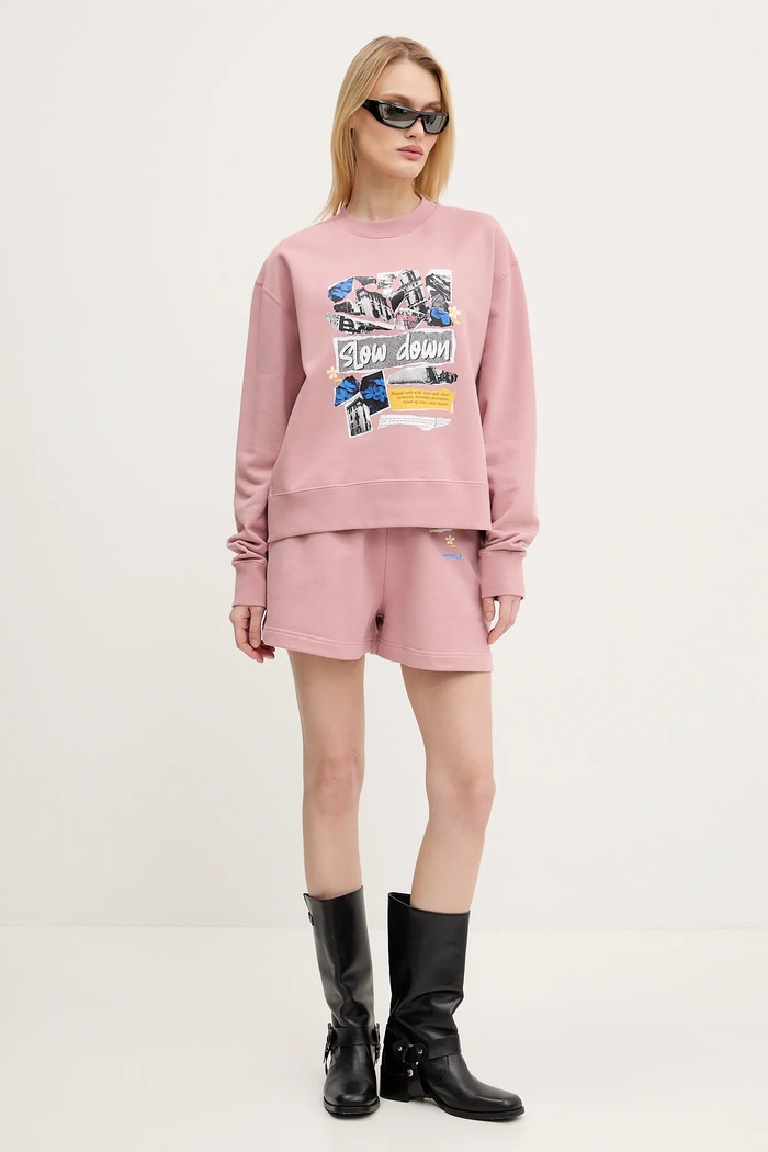 Moschino Jeans szorty bawełniane 0322.3228 różowy SS25