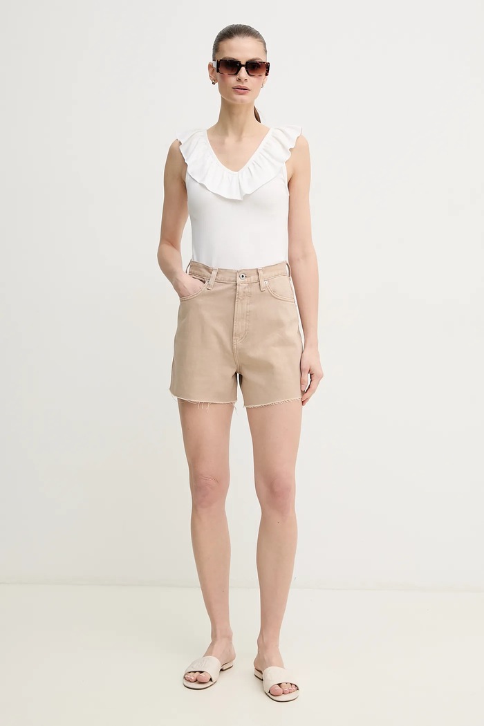 Traper kratke hlače Pepe Jeans A-LINE SHORT UHW RACHEL PL801112YH9 bež SS25