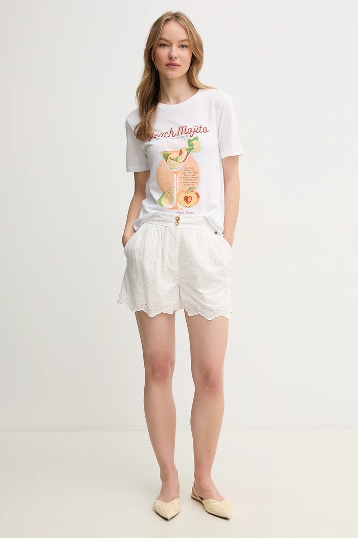 Bavlnené šortky Pepe Jeans DOUCE PL801158 biela SS25