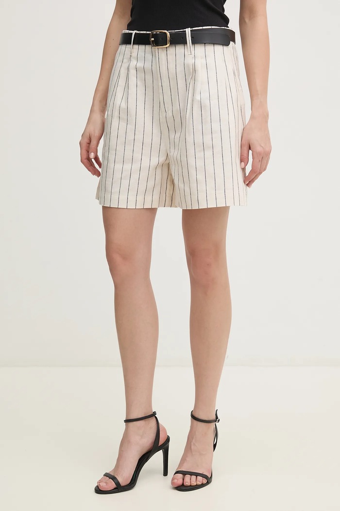 Ľanové šortky Pepe Jeans HENAR ľan béžová PL801163