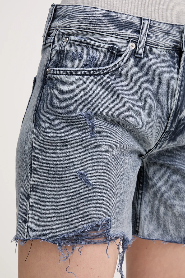 Îmbrăcăminte Pepe Jeans pantaloni scurți din bumbac REGULAR SHORT MW DISTRESSED PL801186UN4 bleumarin