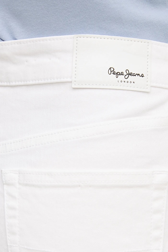 Pepe Jeans pantaloni scurti jeans FITTED SHORT HW MARY alb PL801191TA8