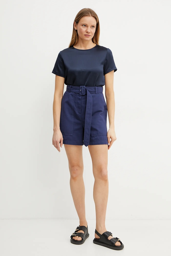 Weekend Max Mara pantaloni scurți din amestec de in 2515141012600 bleumarin SS25