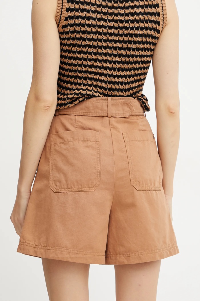 Îmbrăcăminte Weekend Max Mara pantaloni scurți din amestec de in 2515141012600 maro