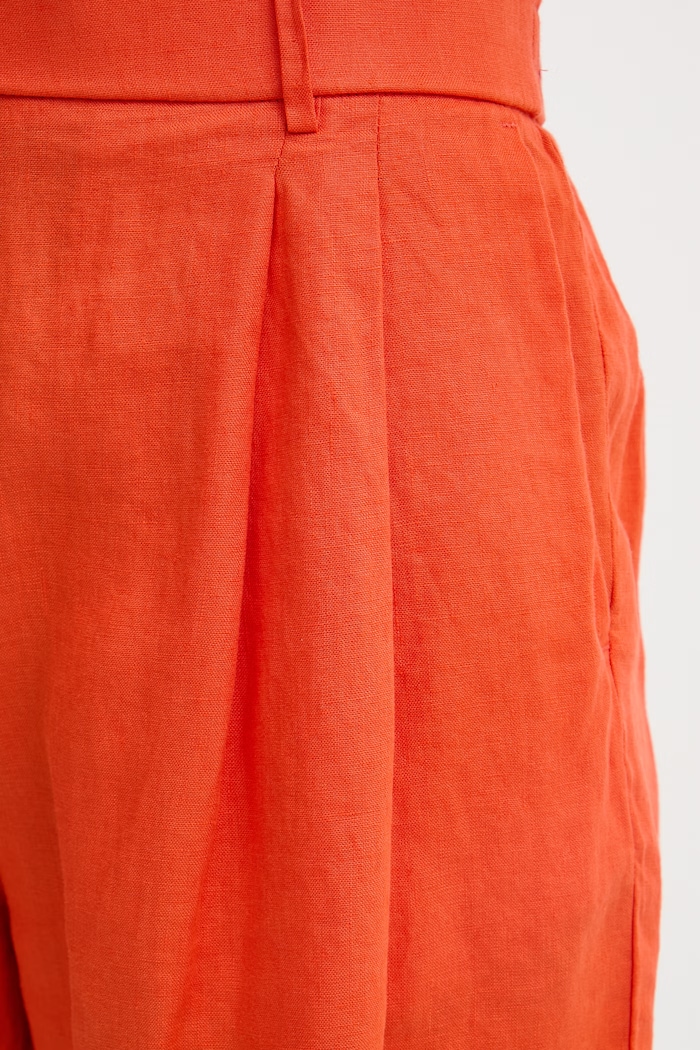 United Colors of Benetton σορτς γυναικεία λινά πορτοκαλί 4AGHD901V