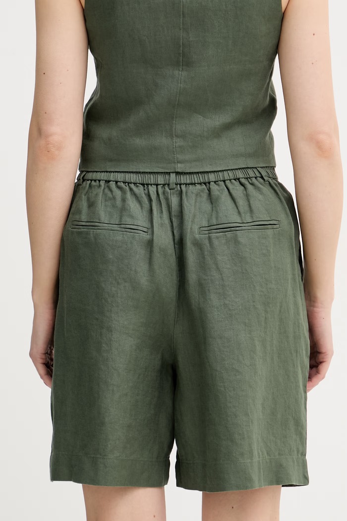 Odzież United Colors of Benetton szorty damskie lniane 4AGHD901V zielony