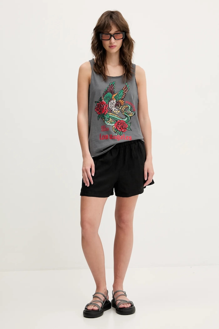 Ľanové šortky Superdry W7110450A.02A čierna SS25