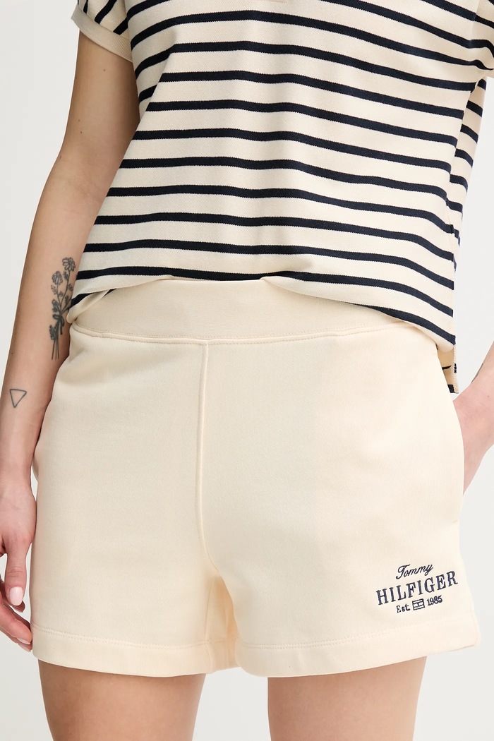Tommy Hilfiger pantaloni scurți din bumbac bumbac bej WW0WW45518