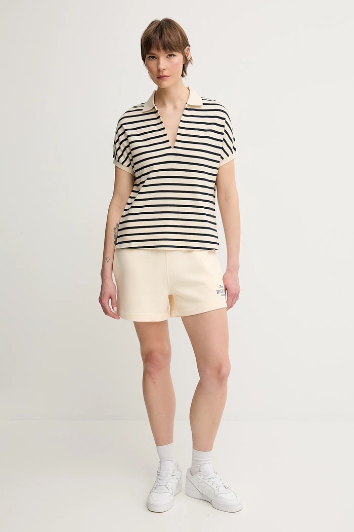 Tommy Hilfiger pantaloni scurți din bumbac WW0WW45518 bej SS25