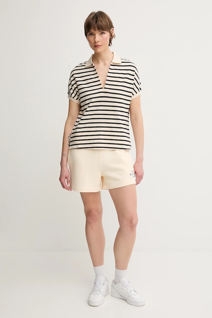 Tommy Hilfiger pantaloni scurți din bumbac WW0WW45518 bej SS25