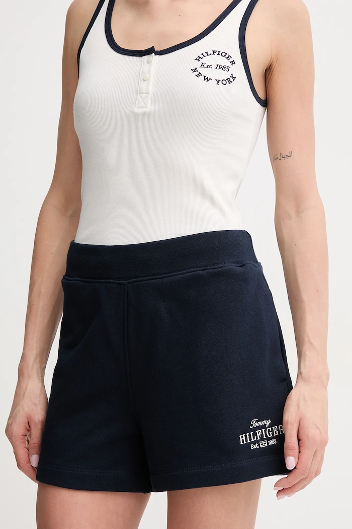 Pamučne kratke hlače Tommy Hilfiger pletivo mornarsko plava WW0WW45518