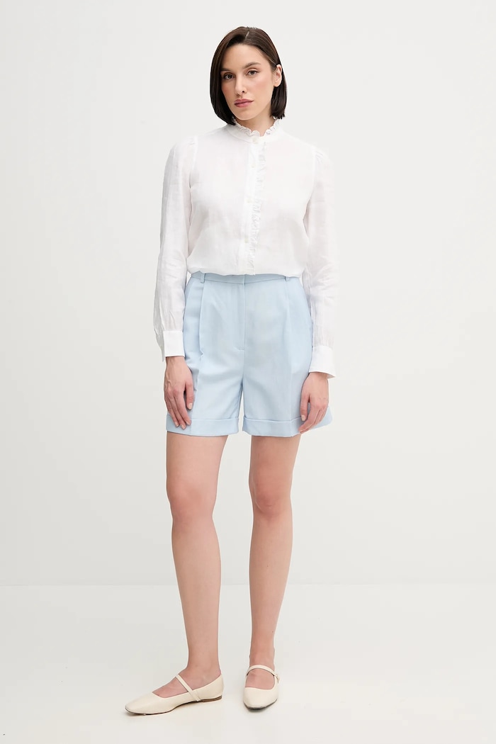 Kratke hlače s dodatkom lana Tommy Hilfiger WW0WW44767 plava SS25