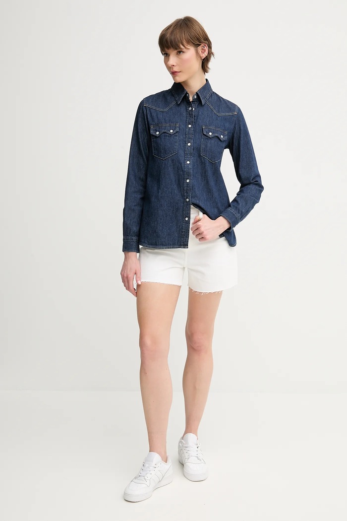 Rifľové krátke nohavice Calvin Klein Jeans J20J225153 biela SS25