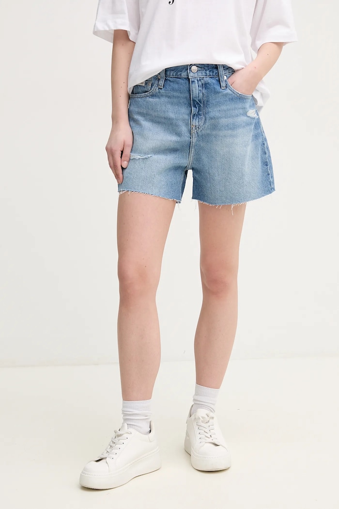 Calvin Klein Jeans szorty bawełna niebieski J20J225159