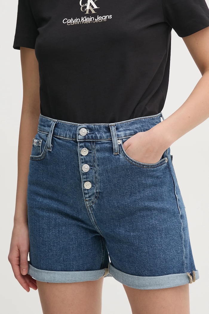 Šortky Calvin Klein Jeans rifľovina modrá J20J225512