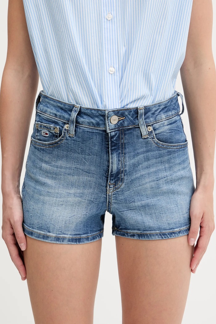 Tommy Jeans szorty jeansowe tkanina niebieski DW0DW20090