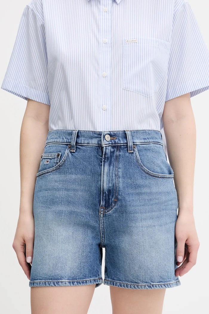Rifľové krátke nohavice Tommy Jeans rifľovina modrá DW0DW20092