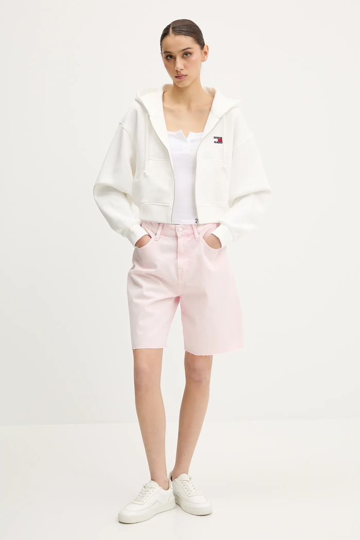 Rifľové krátke nohavice Tommy Jeans DW0DW21646 ružová SS25