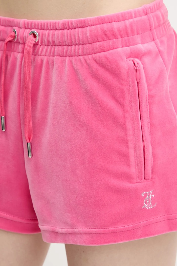 Juicy Couture szorty welurowe TAMIA różowy JCWH121001