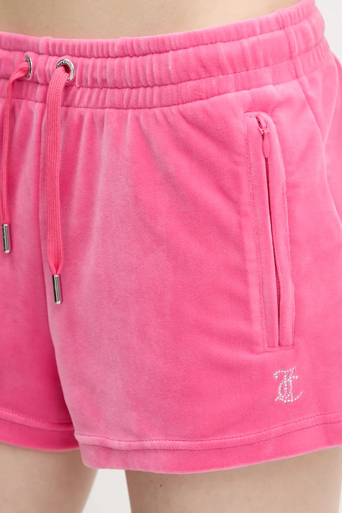 Juicy Couture szorty welurowe TAMIA różowy JCWH121001