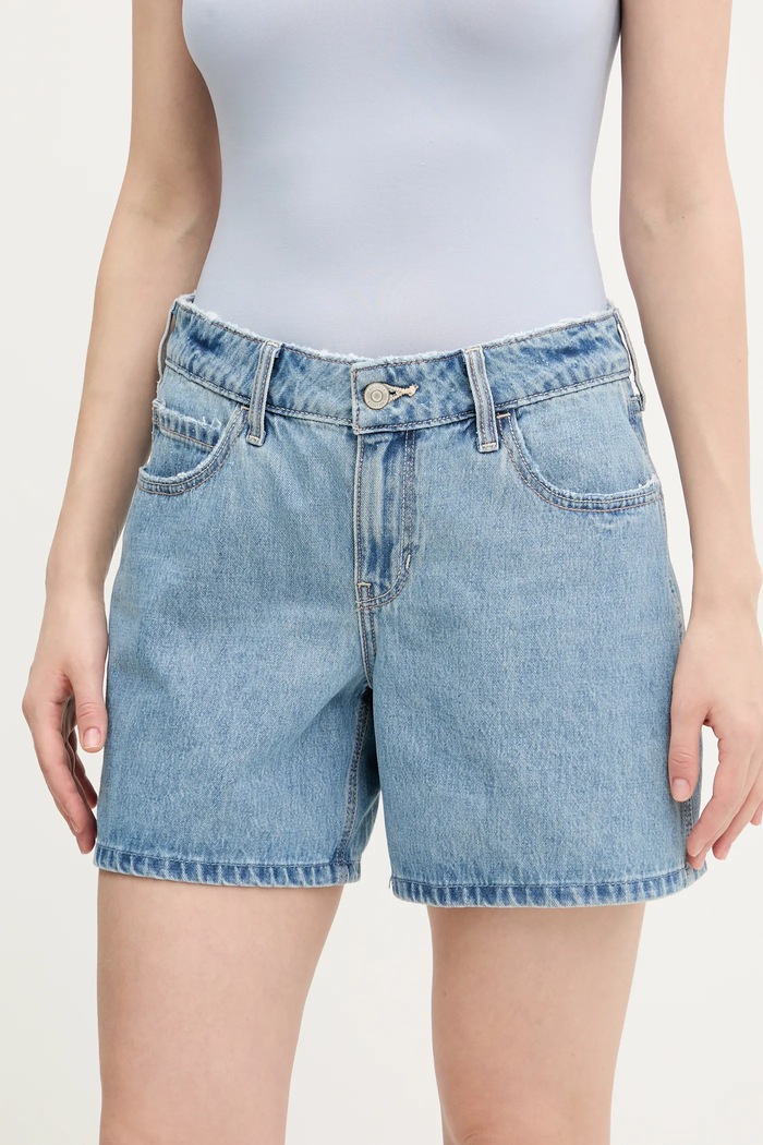 Hollister Co. pantaloni scurti din bumbac bumbac albastru KI349.5096.278
