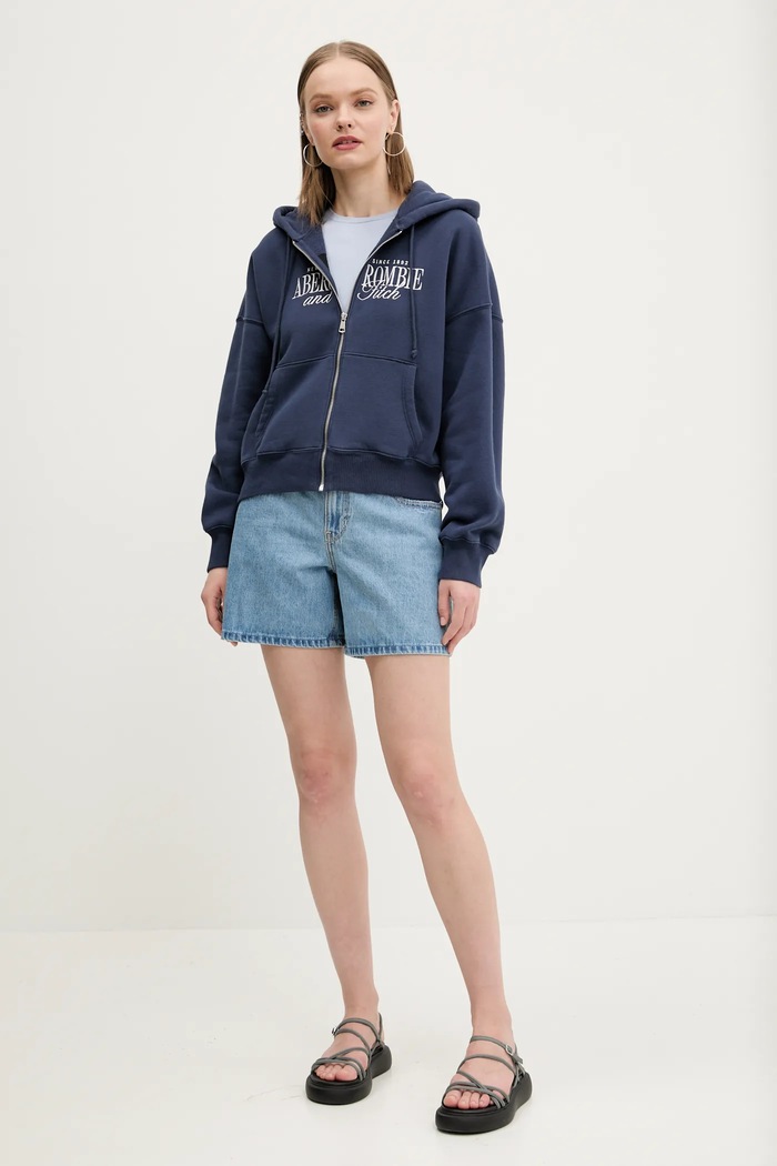 Hollister Co. pantaloni scurti din bumbac KI349.5096.278 albastru SS25