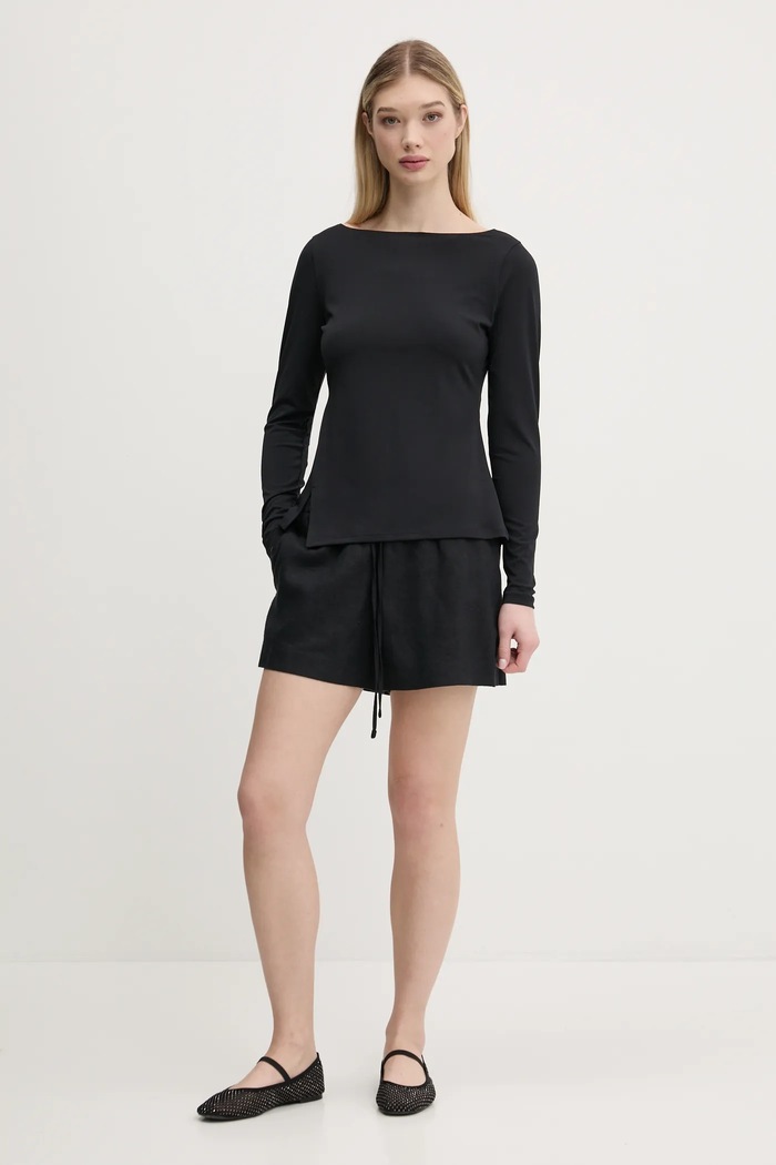 Abercrombie & Fitch pantaloni scurți din in KI149.5186.900 negru SS25