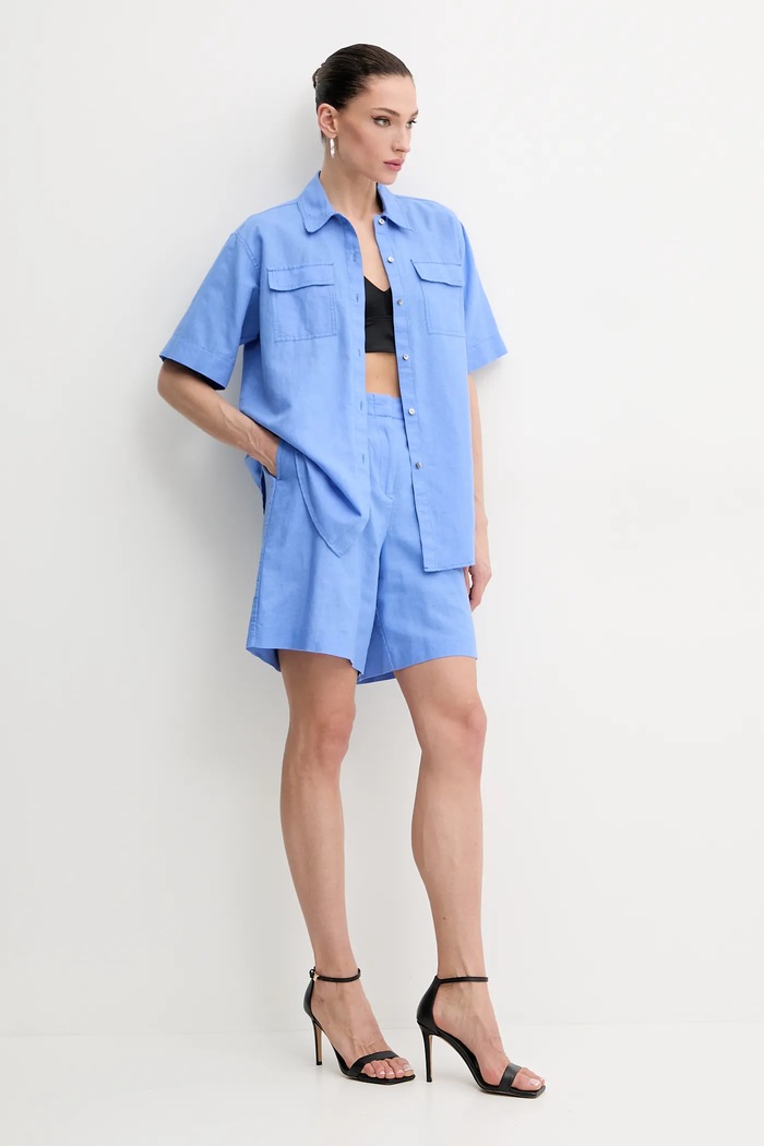 Karl Lagerfeld szorty lniane A2W10015 fioletowy SS25