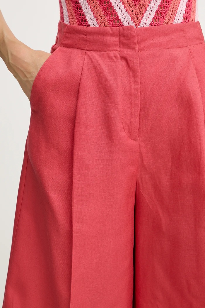 Šortky s příměsí lnu United Colors of Benetton 45BVD9026 růžová