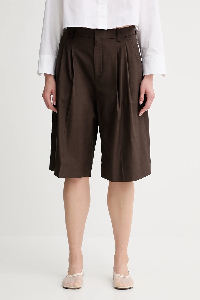A.L.C. rövidnadrág Charlie elasztánnal barna 2PANT01171