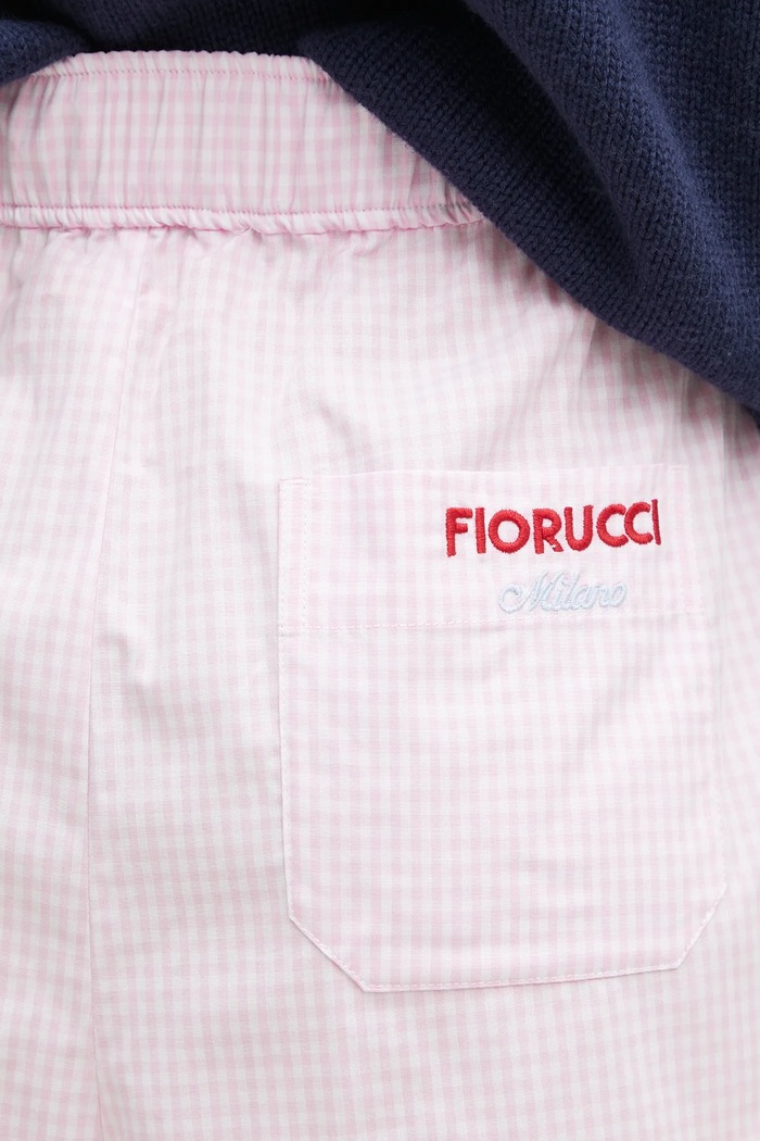 Fiorucci pantaloni scurți din bumbac Gingham Logo roz W02SPBSH300CO01PN02
