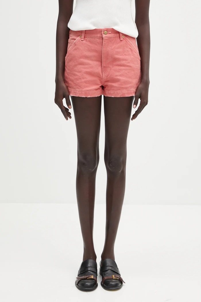 Дънков къс панталон AMBUSH Canvas Short Pants памук розов 12115383