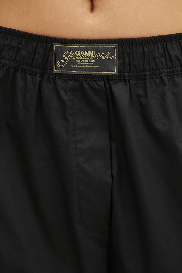 GANNI szorty bawełniane Cotton Poplin Elasticated czarny W0504