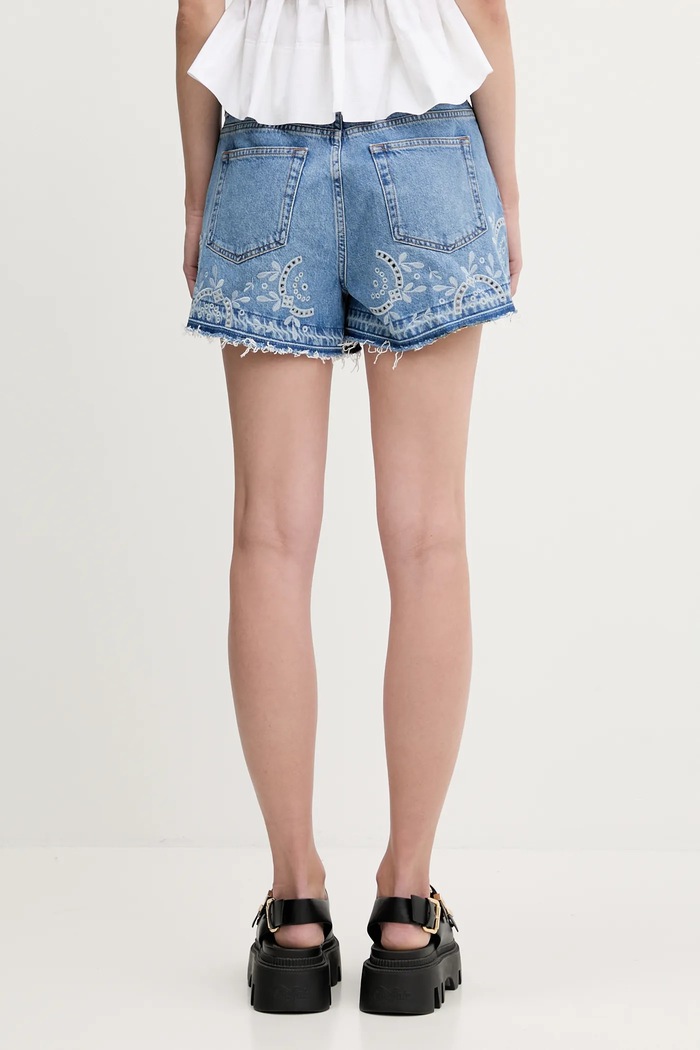 Oblečení Džínové šortky GANNI Broderie Anglaise Denim J1678 modrá